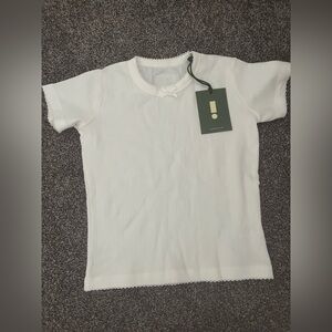 Xs/s daily drills white pointelle baby tee